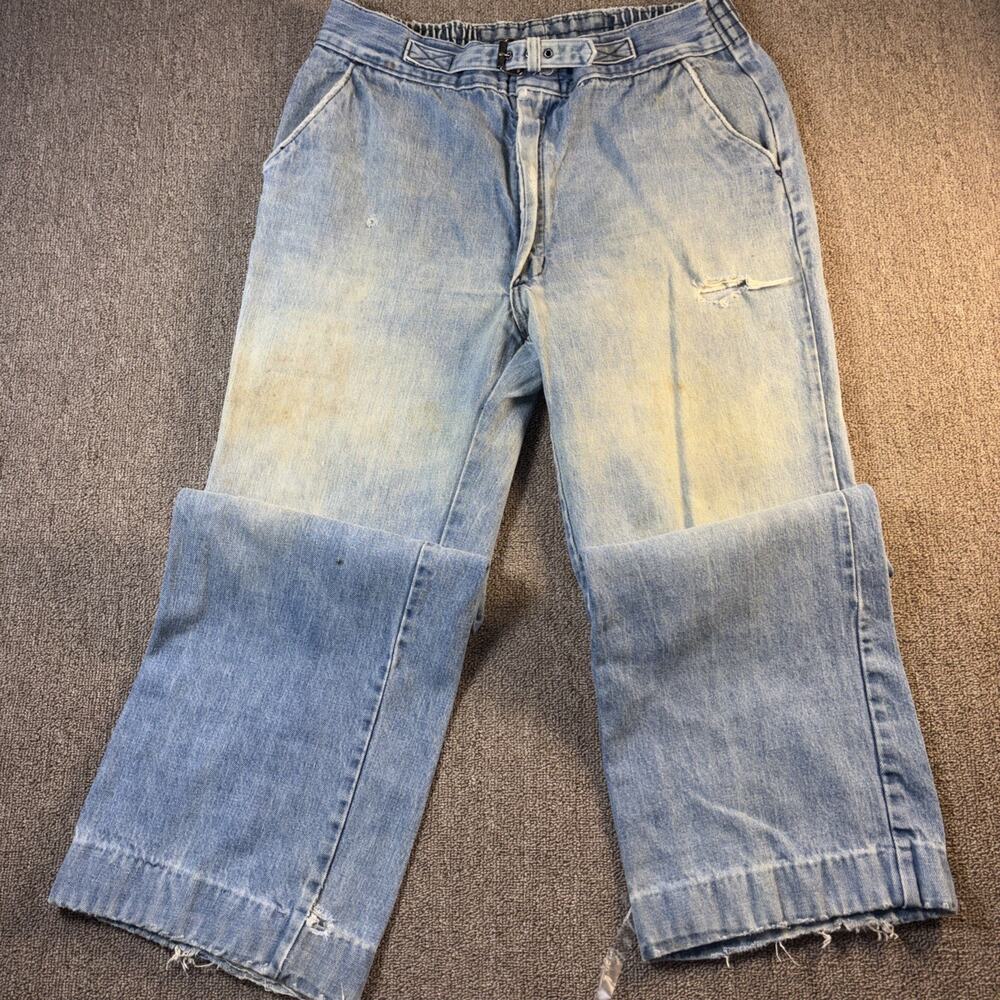 Vintage 70s/80s Men’s Male Denim Jeans Pants Distressed Wide Leg Scoville 36x27